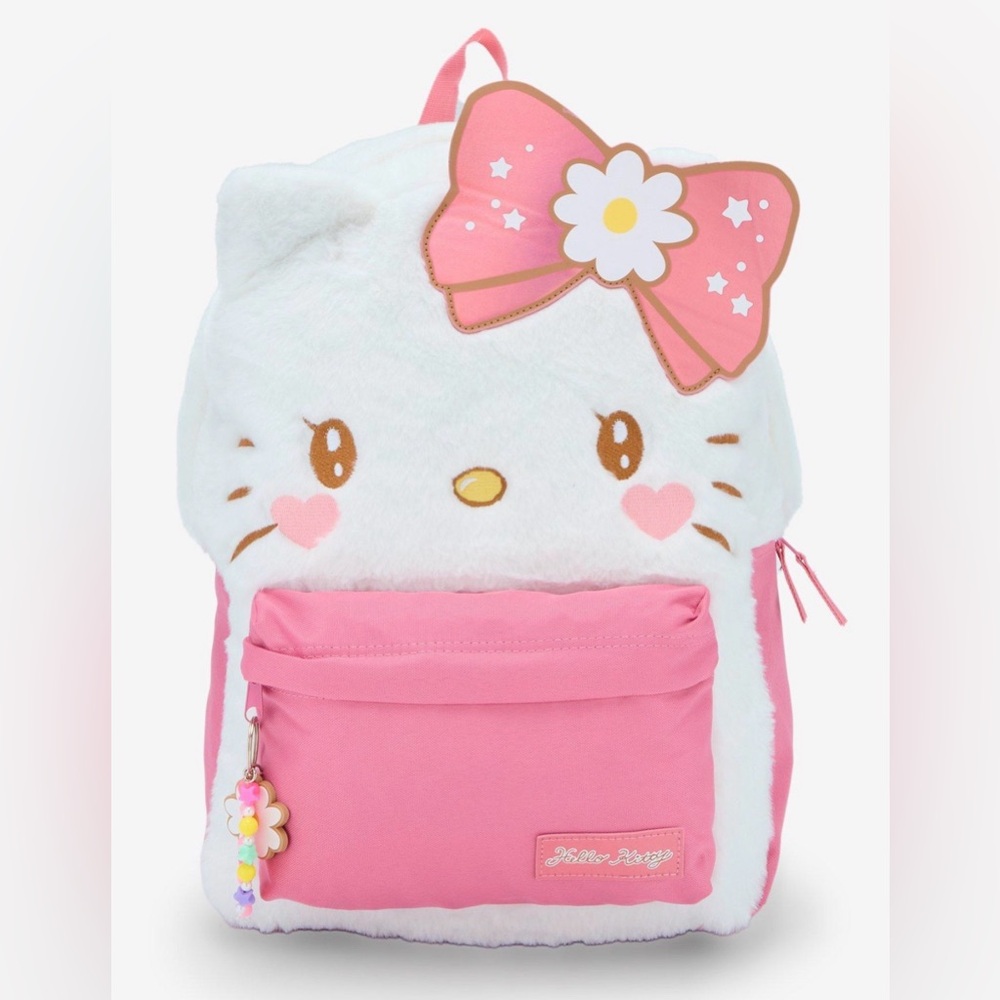 Sanrio Pink Backpack with 3D Bow and Charms- New